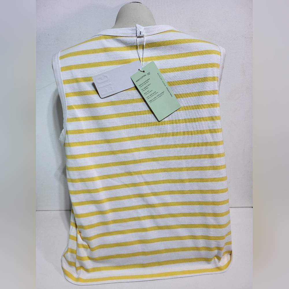 NWT Fig Newport Sleeveless Top - White & Yellow Stripped - Picture 2 of 7